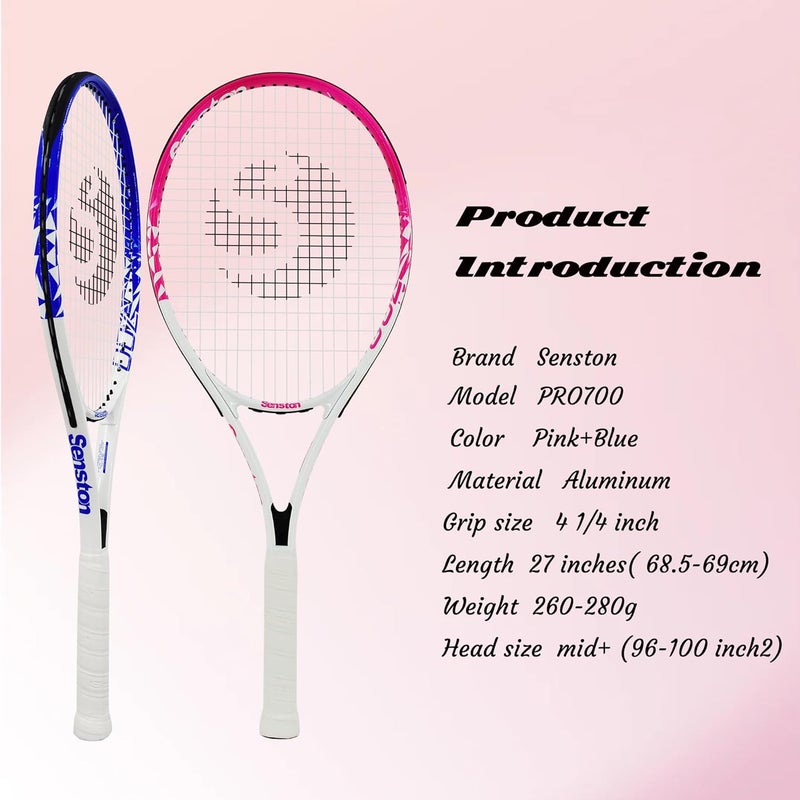 Senston Tennis Rackets for Adults 27 inch Tennis Racquets - 2 Player Tennis Racket Set with 3balls,2 Grips, 2 Vibration Dampers - Image 3